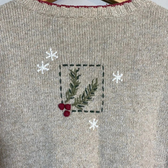 Vtg Croft & Barrow Ice Skating Christmas Wool Angora Full Zip Sweater Women's L - Picture 13 of 15